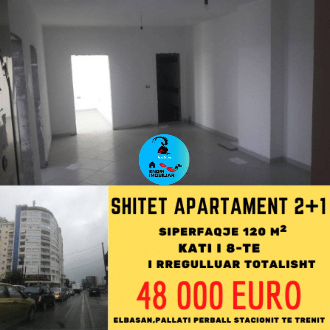 Shitet apartament 2+1 perball Stacionit te Trenit
